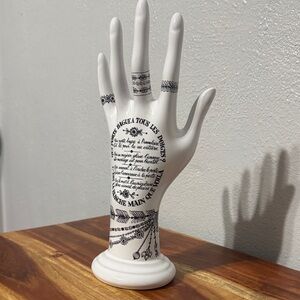 Estello France White Ceramic Transfer Hand Form Jewelry Ring Holder
